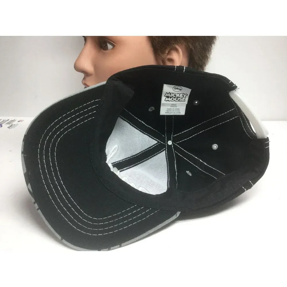 Disney Mickey Mouse SpellOut snapback‎ hat Black Gray Graphic Embroidered Cap